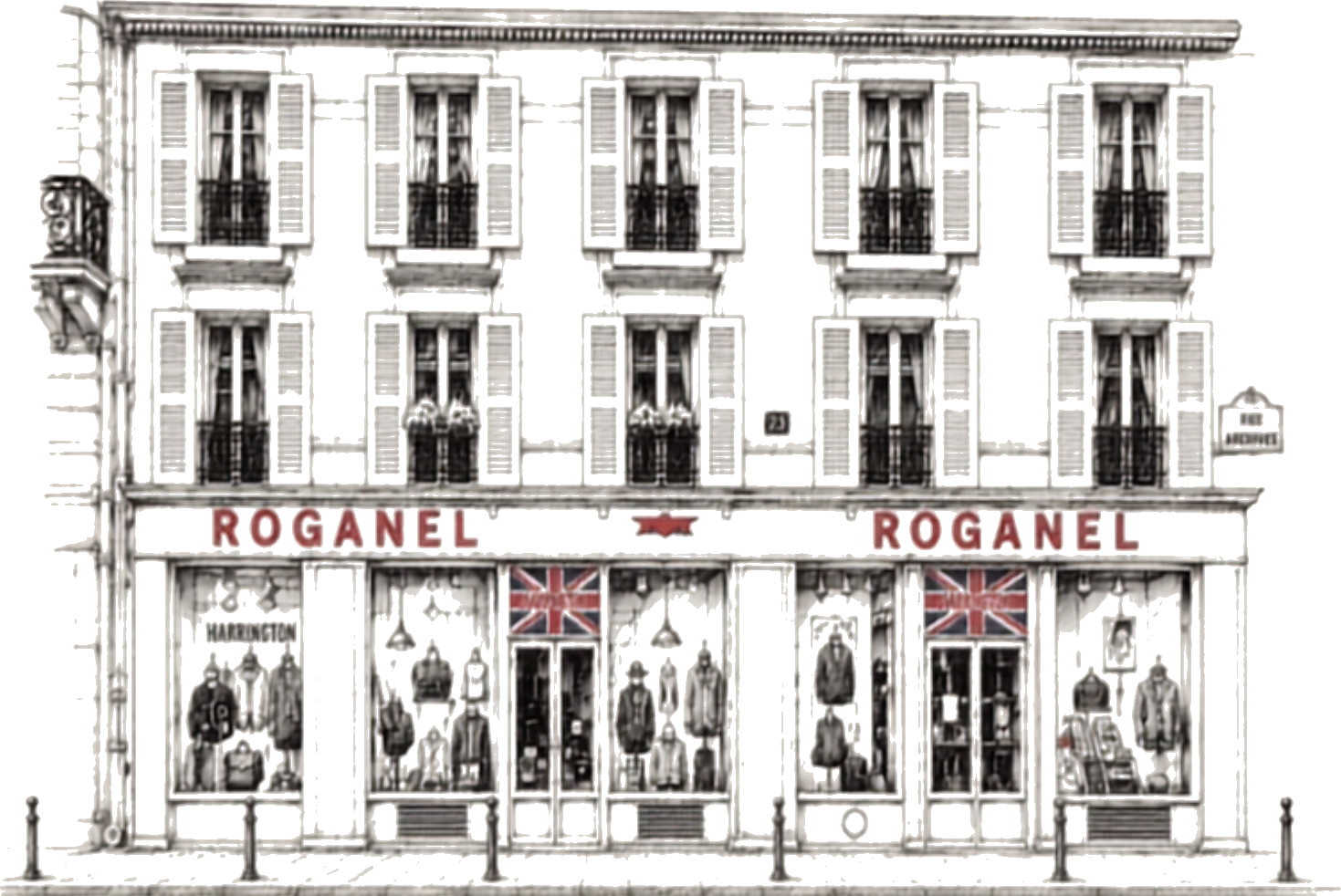 Dessin de la façade Roganel, 23 rue des Archives, Paris
